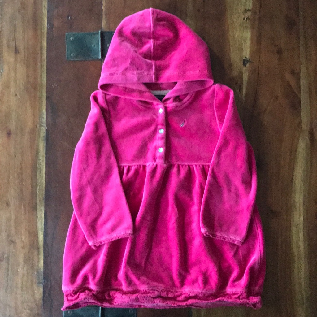 Nautica Girls 2t Pink Long Sleeve Dress With Hood